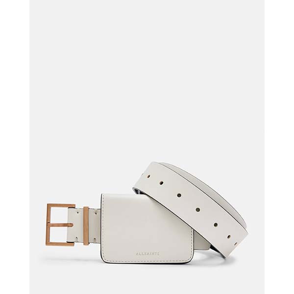 Allsaints Australia Womens Teri Leather Belt White/Brass AU81-104